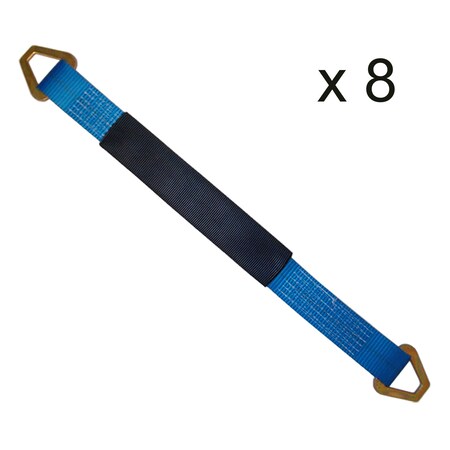Tie 4 Safe 2" x 24" Axle Straps w/ Sleeve & D Rings, WLL: 3, 333 lbs., PK8 RT41A-24M18-BU-C-8